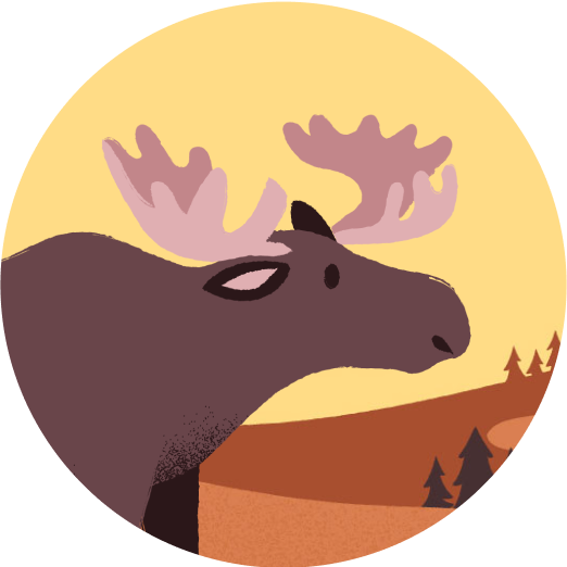 Illustration of a bull moose.